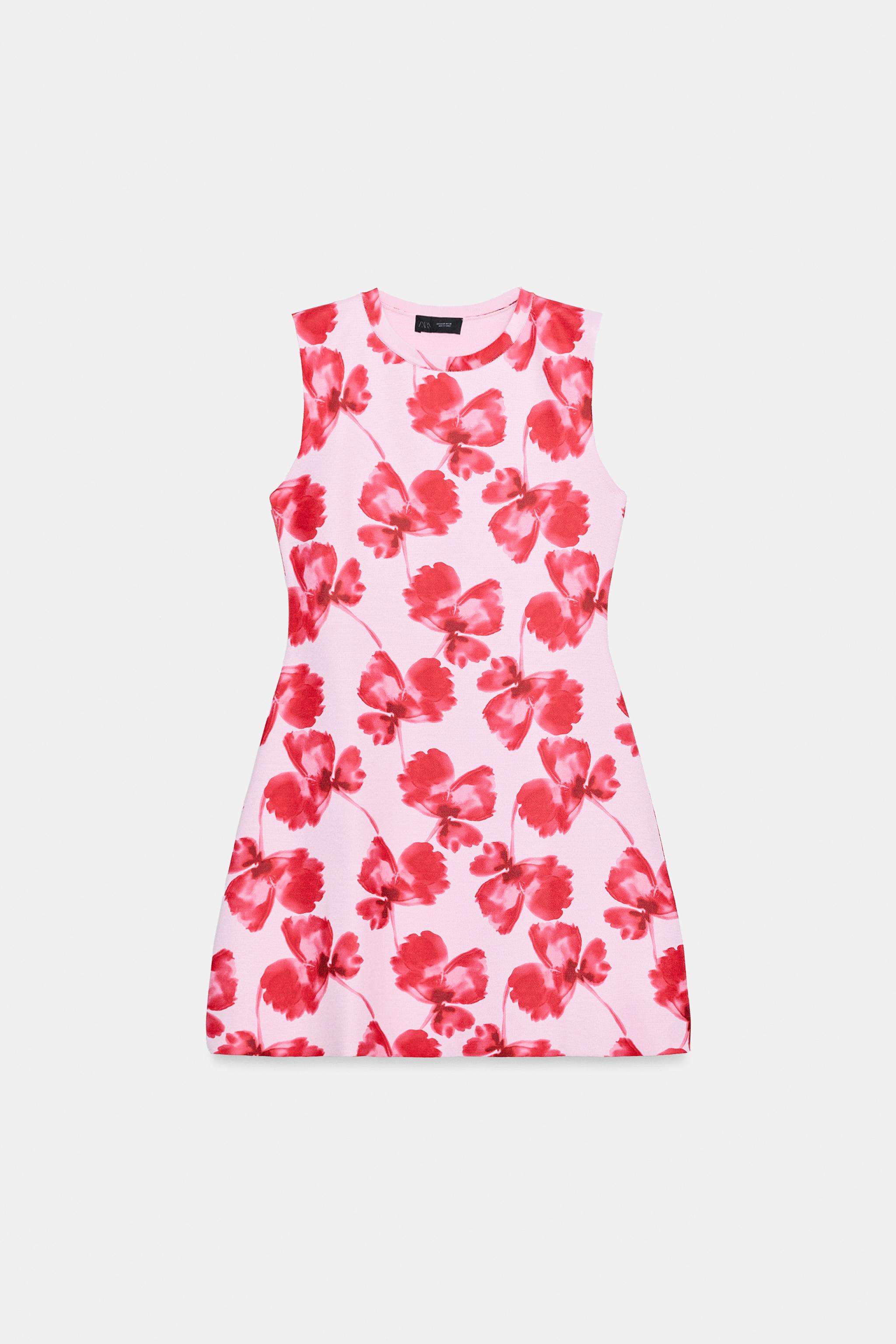 ROBE COURTE EN MAILLE JACQUARD À FLEURS